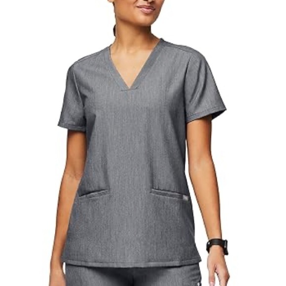 Figs Tops - FIGS Casma 3 Pocket Graphite Gray V-Neck Stretch Scrub Top Women’s Small